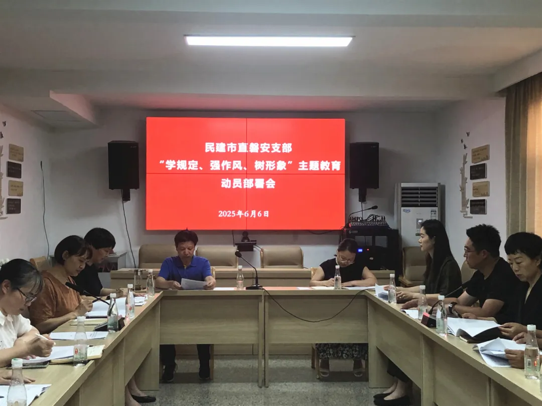民建市直磐安支部召开“学规定、强作风、树形象”主题教育动员部署会